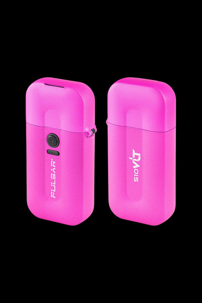 Two pink Pulsar vaporizer pens against a black background.