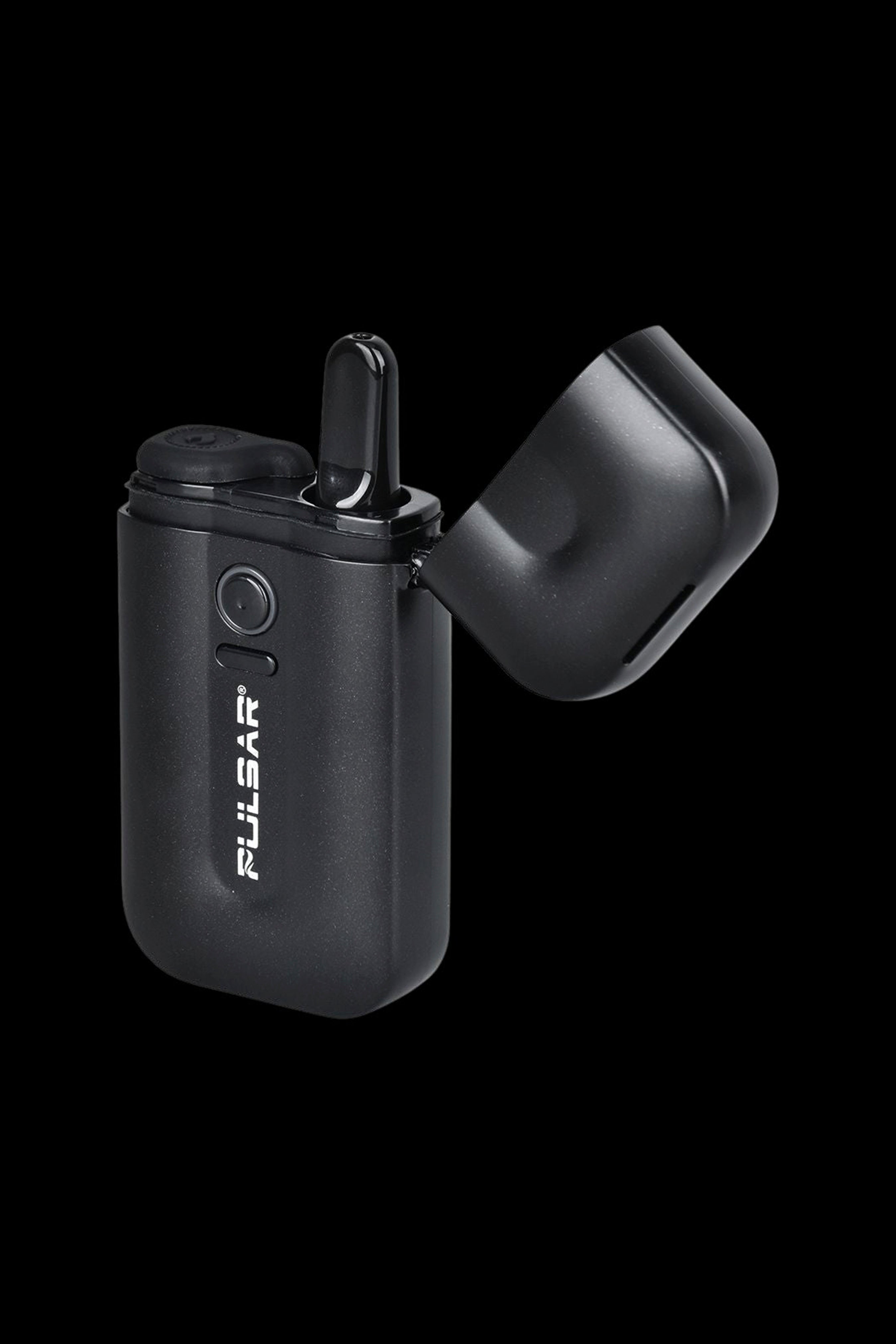 Black Pulsar vaporizer pen with open mouthpiece.