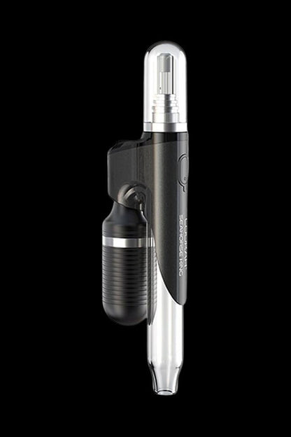 Black and silver cannabis oil vaporizer pen with charging case.