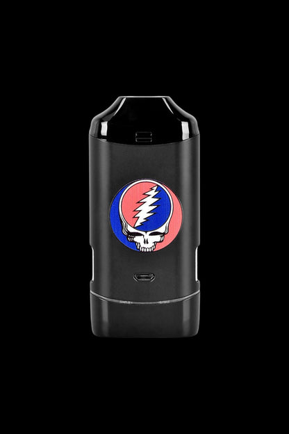Black cannabis vaporizer featuring the iconic Grateful Dead Steal Your Face skull logo.