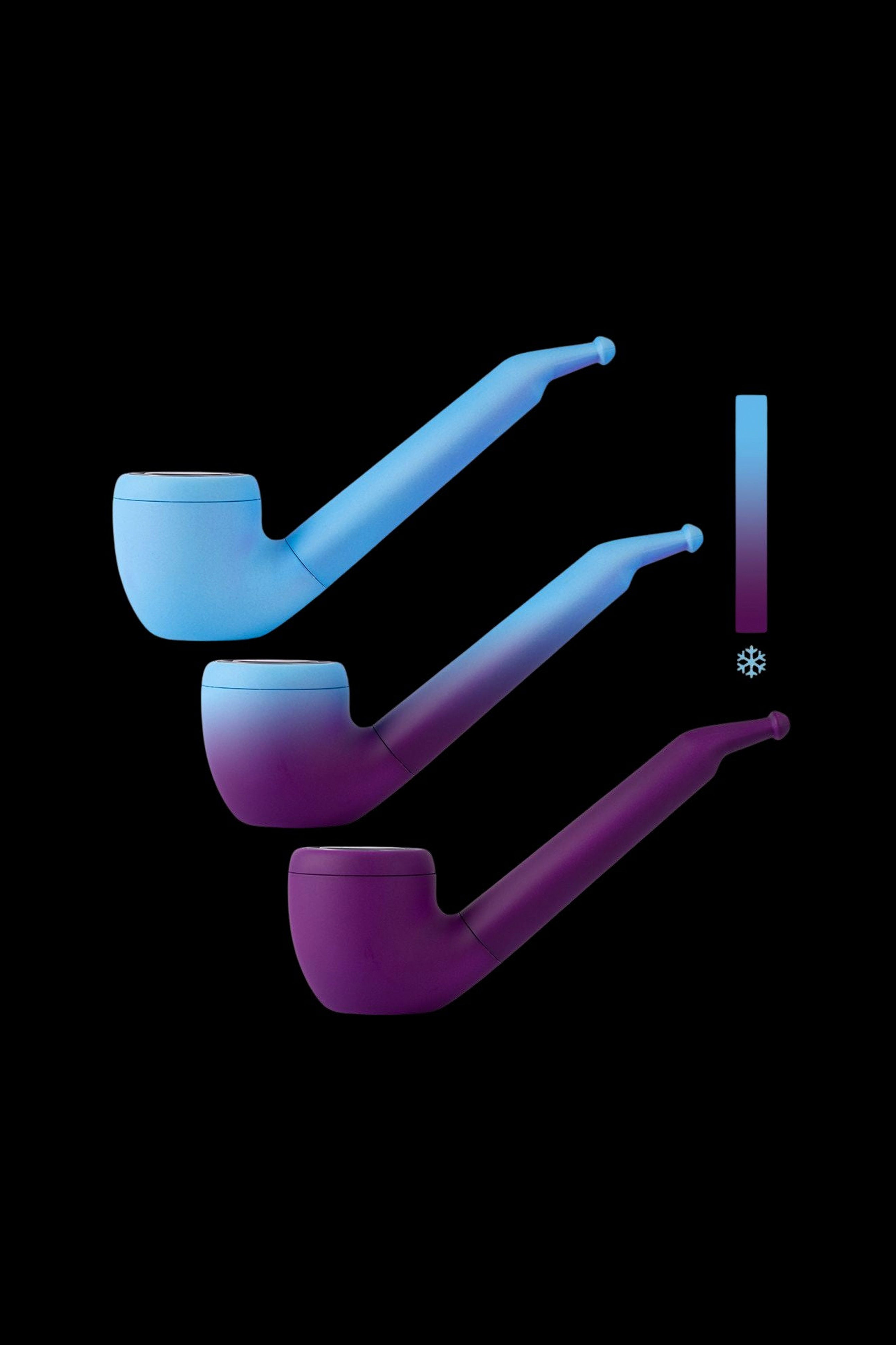 Gradient-colored glass pipes against a black background, with a small snowflake icon.