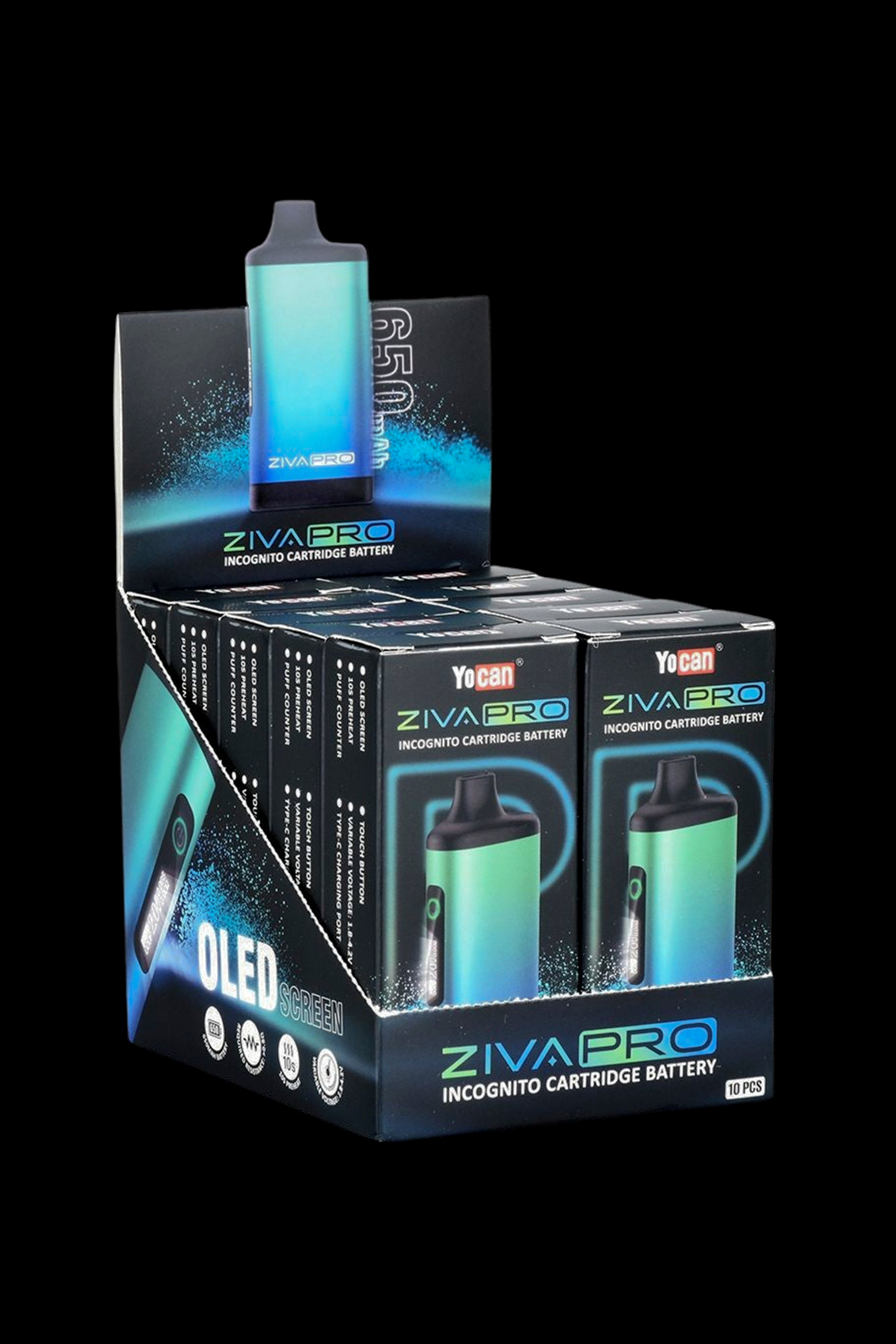 Yocan Ziva Pro Incognito Cartridge Battery packaging and device.