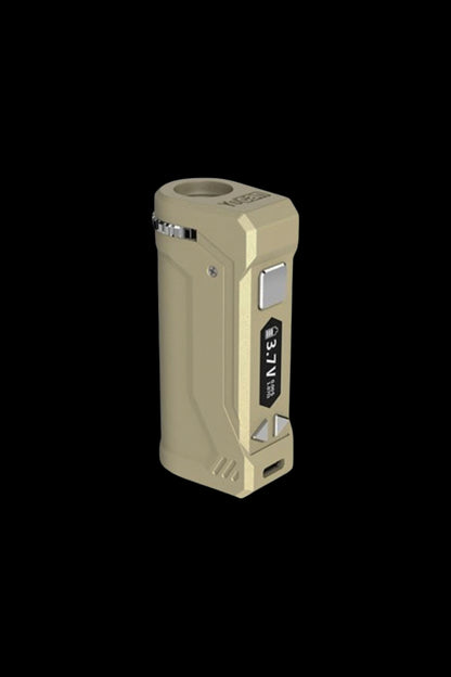 Olive green butane lighter with digital display.