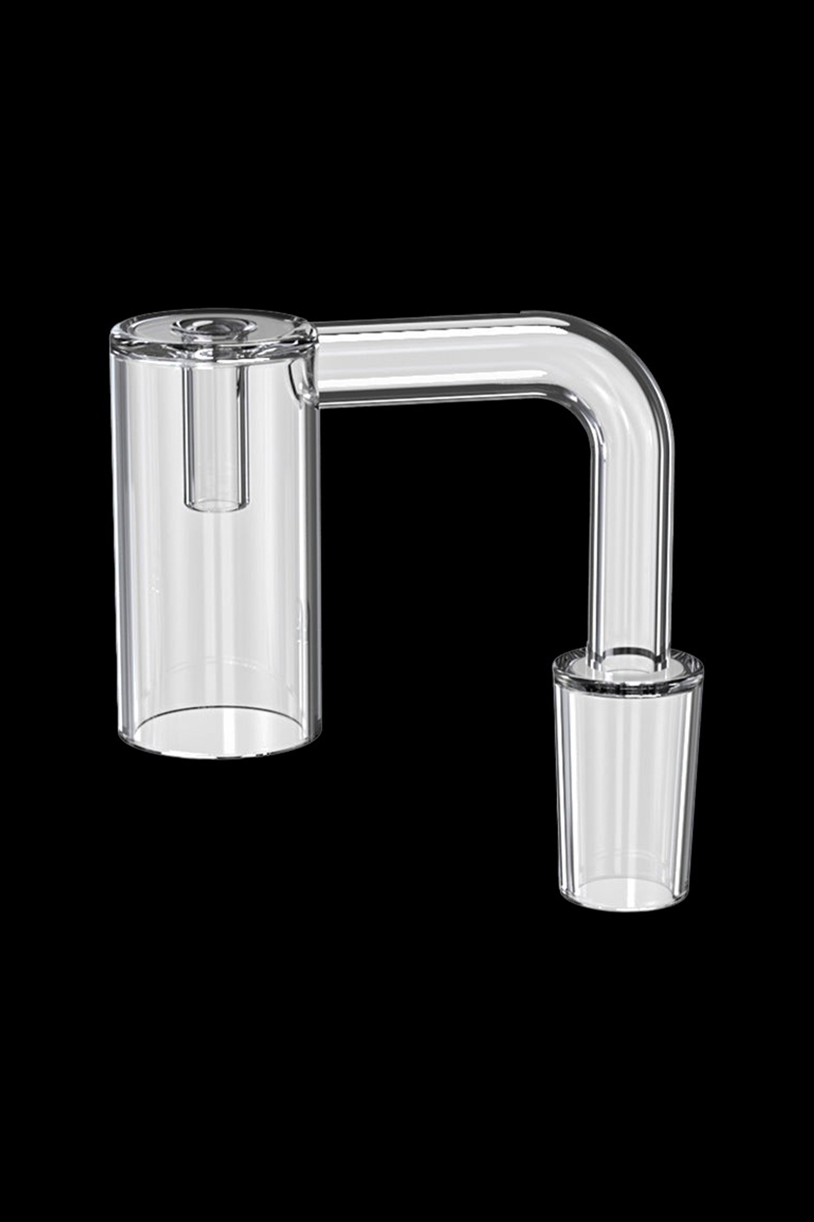 Clear quartz dab rig nail with angled joint.