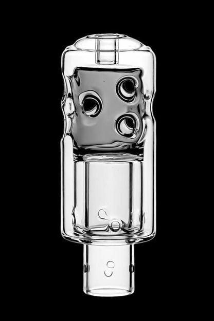 Clear glass bubbler with multiple diffusion holes.