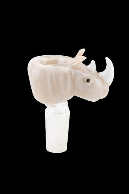 Ceramic rhino-shaped bowl piece for a water pipe.