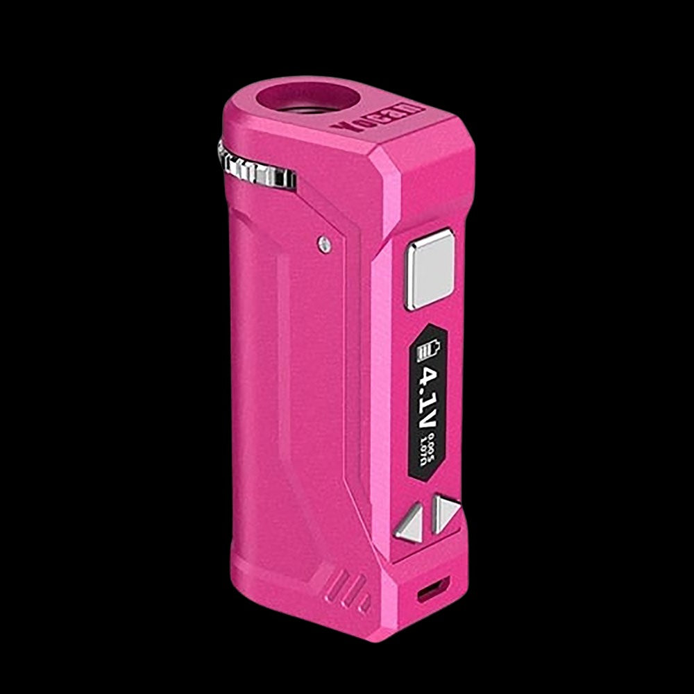 Pink electronic lighter with digital display, likely for cannabis use.