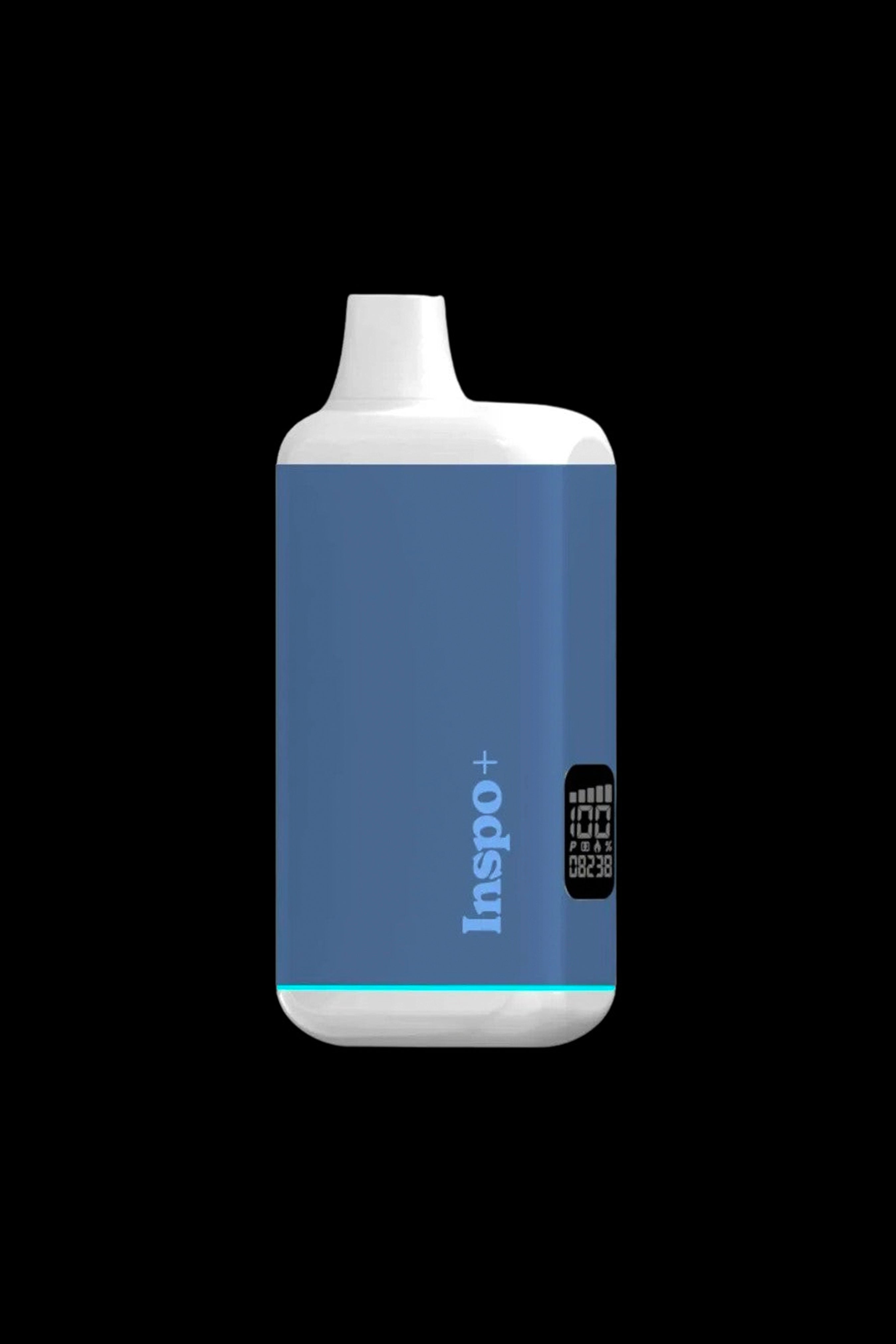 Blue cannabis oil vaporizer pen with digital display.