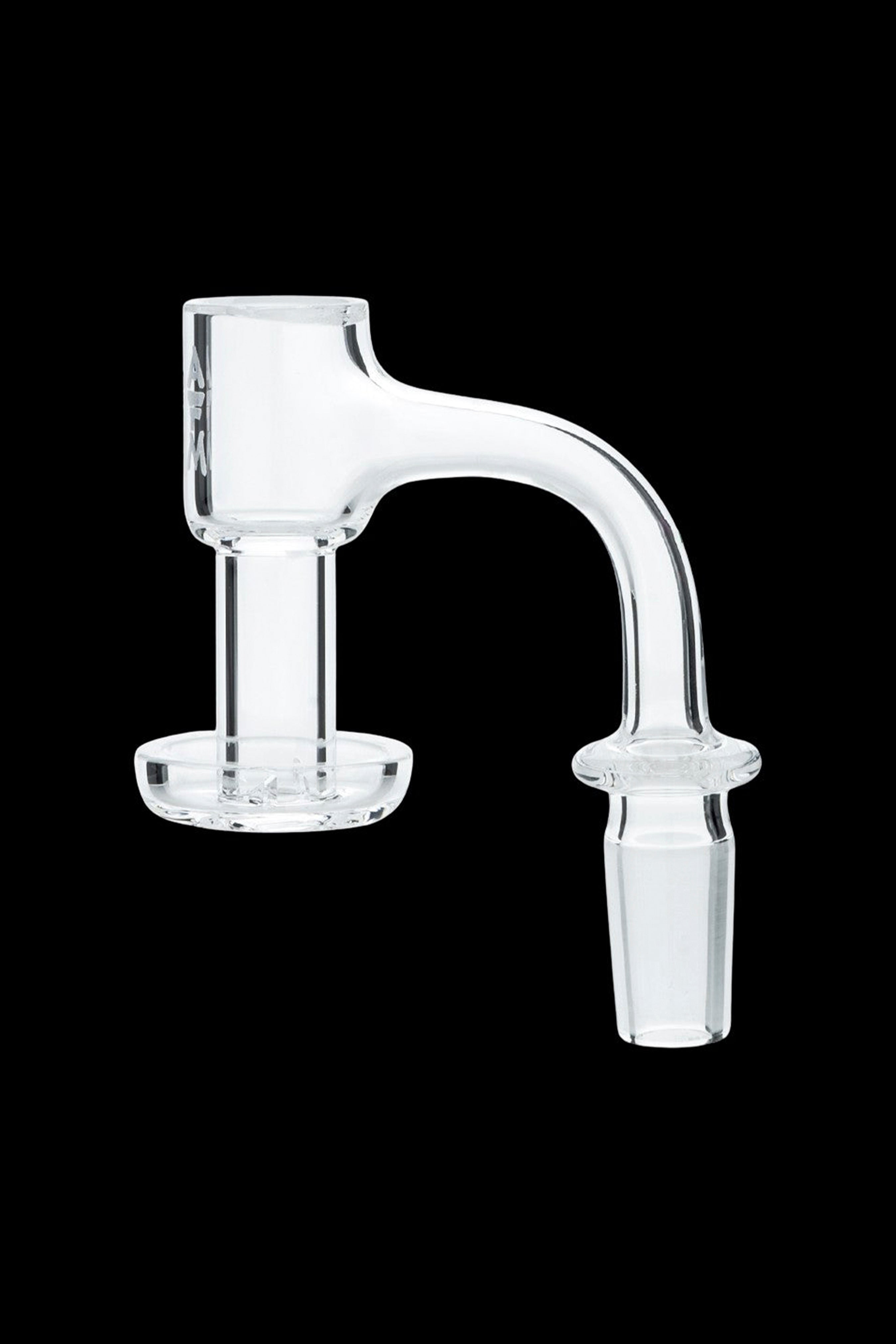 Clear glass quartz banger for cannabis concentrates.