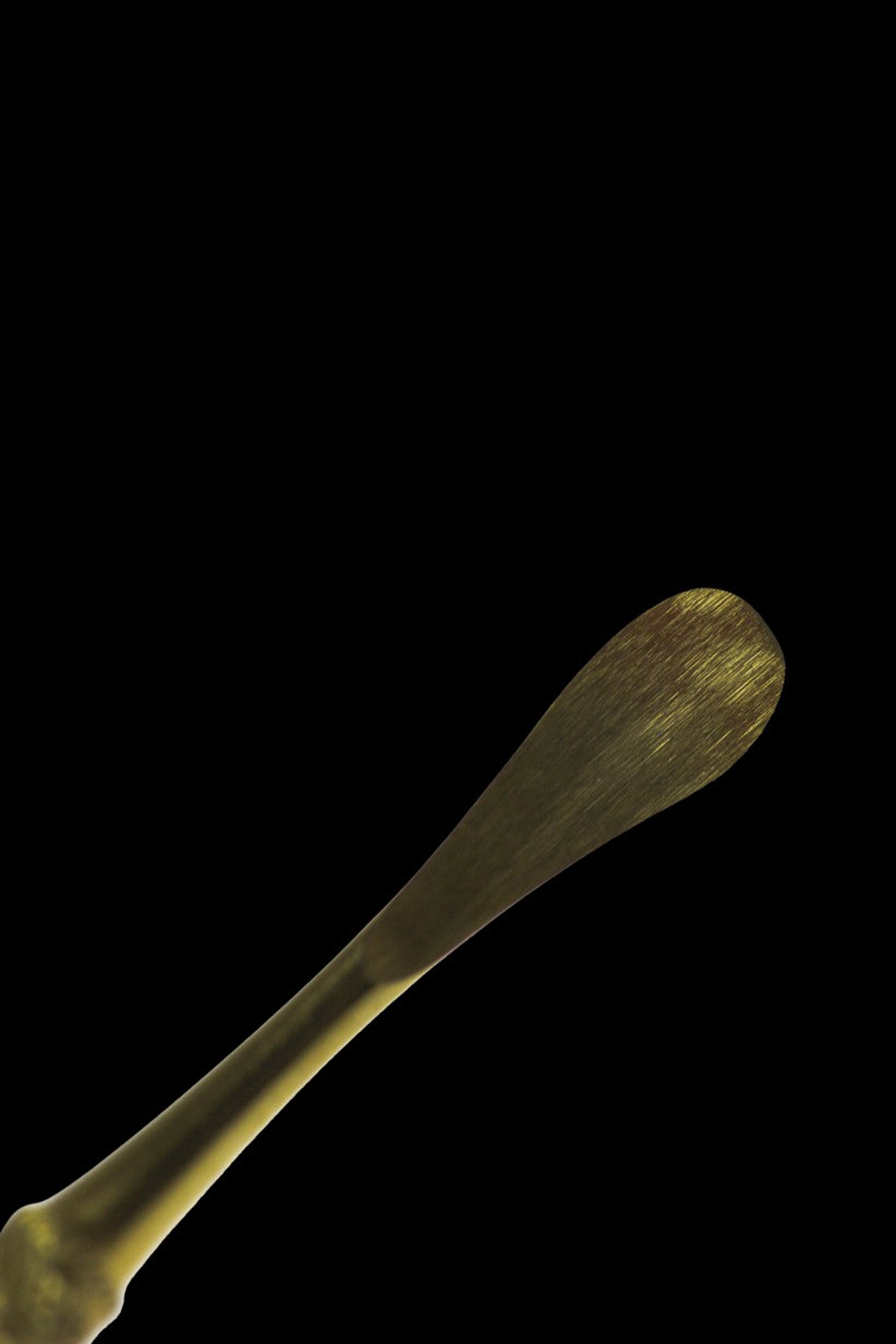 Gold-toned cannabis brush against a black background.