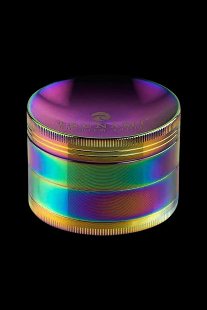 Iridescent metal grinder for cannabis.