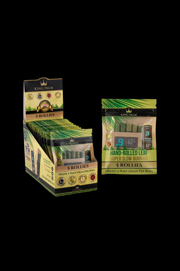 King Palm Rollie Size Natural Pre-Rolled 5pk Leaf Tubes - 15ct Display - King Palm Rollie Size Natural Pre-Rolled 5pk Leaf Tubes - 15ct Display