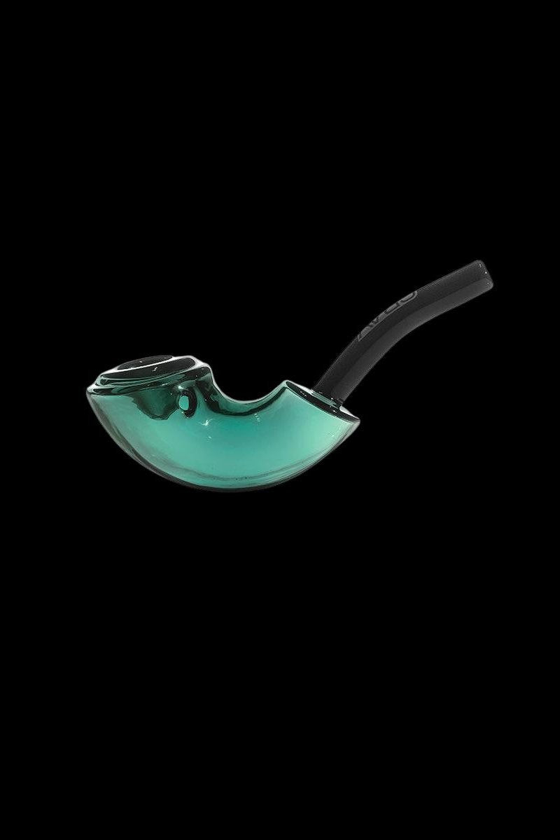 Emerald green glass pipe against a black background.