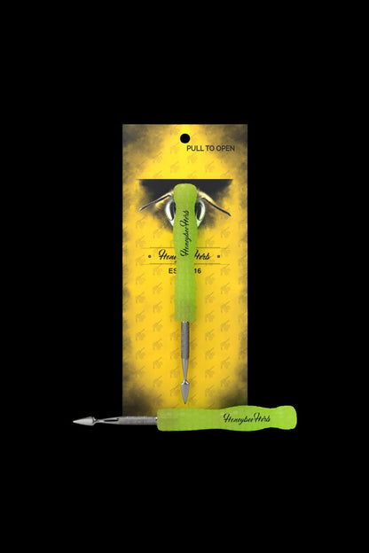 Packaged green cannabis dab tool with “Honeybee Herbs” branding.