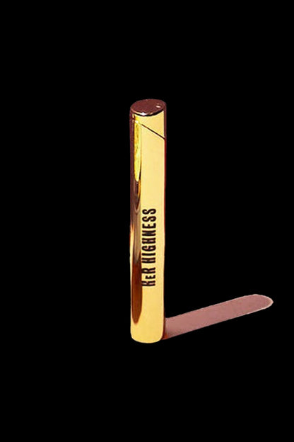 Gold cannabis vape pen with “Her Highness” vertically printed on the side.