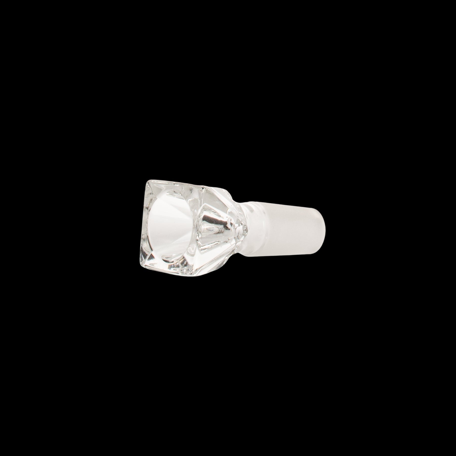 Clear glass smoking bowl for cannabis.