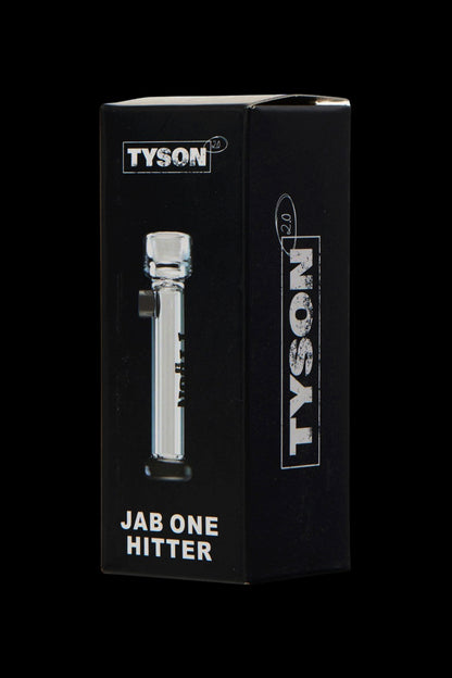 Packaging for a “Jab One Hitter” cannabis pipe branded with “Tyson 2.0”.