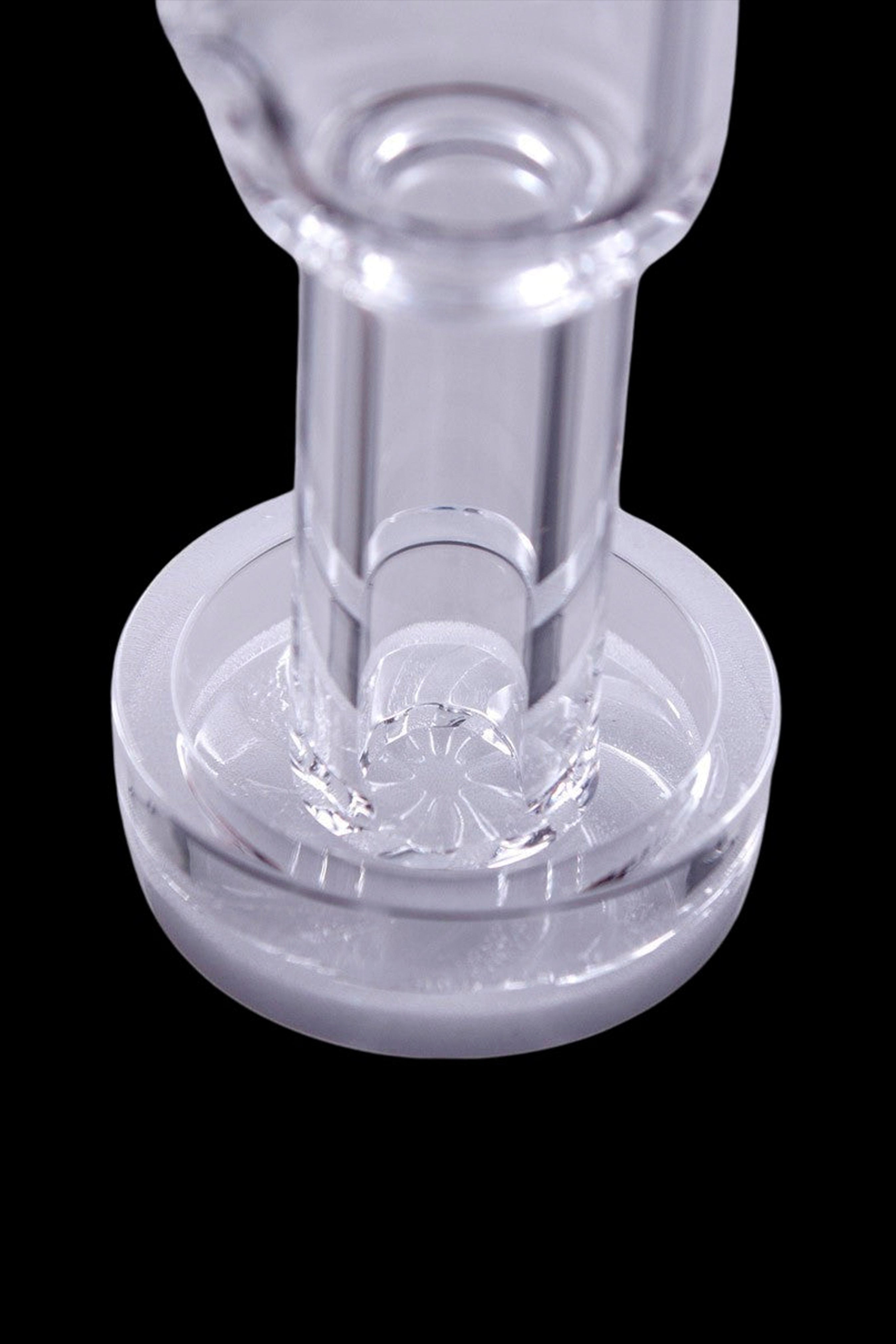 Clear glass bubbler with intricate percolator diffusion system.