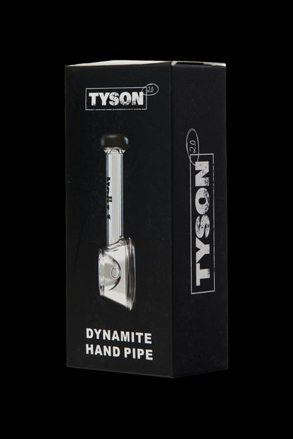 Product packaging for a Tyson 2.0 “Dynamite” hand pipe, featuring a glass pipe silhouette.