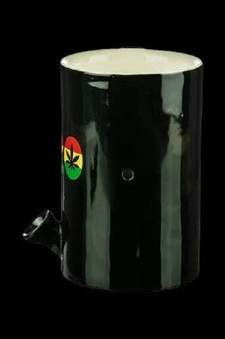 Black glass bubbler with Rastafarian sticker.