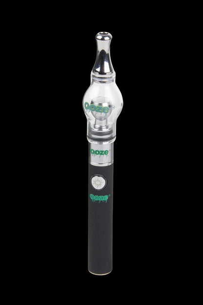 Ooze vape pen with glass oil rig attachment.