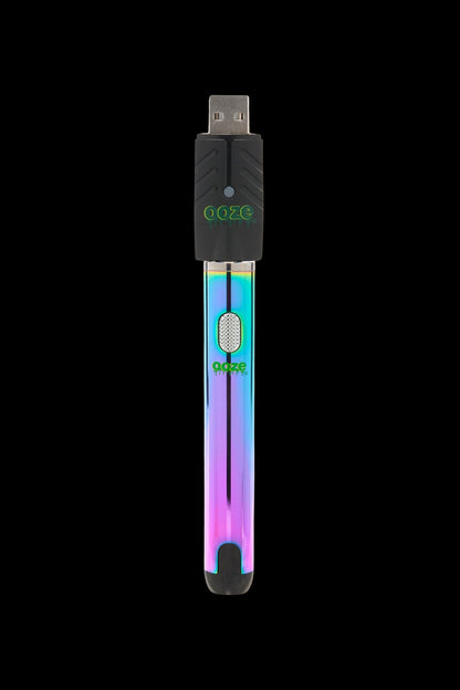 Ooze cannabis vape pen battery with iridescent finish.