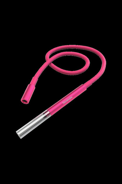 Pink silicone nectar collector with glass tip.