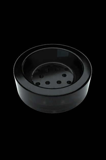 Black cannabis bowl with perforated insert.