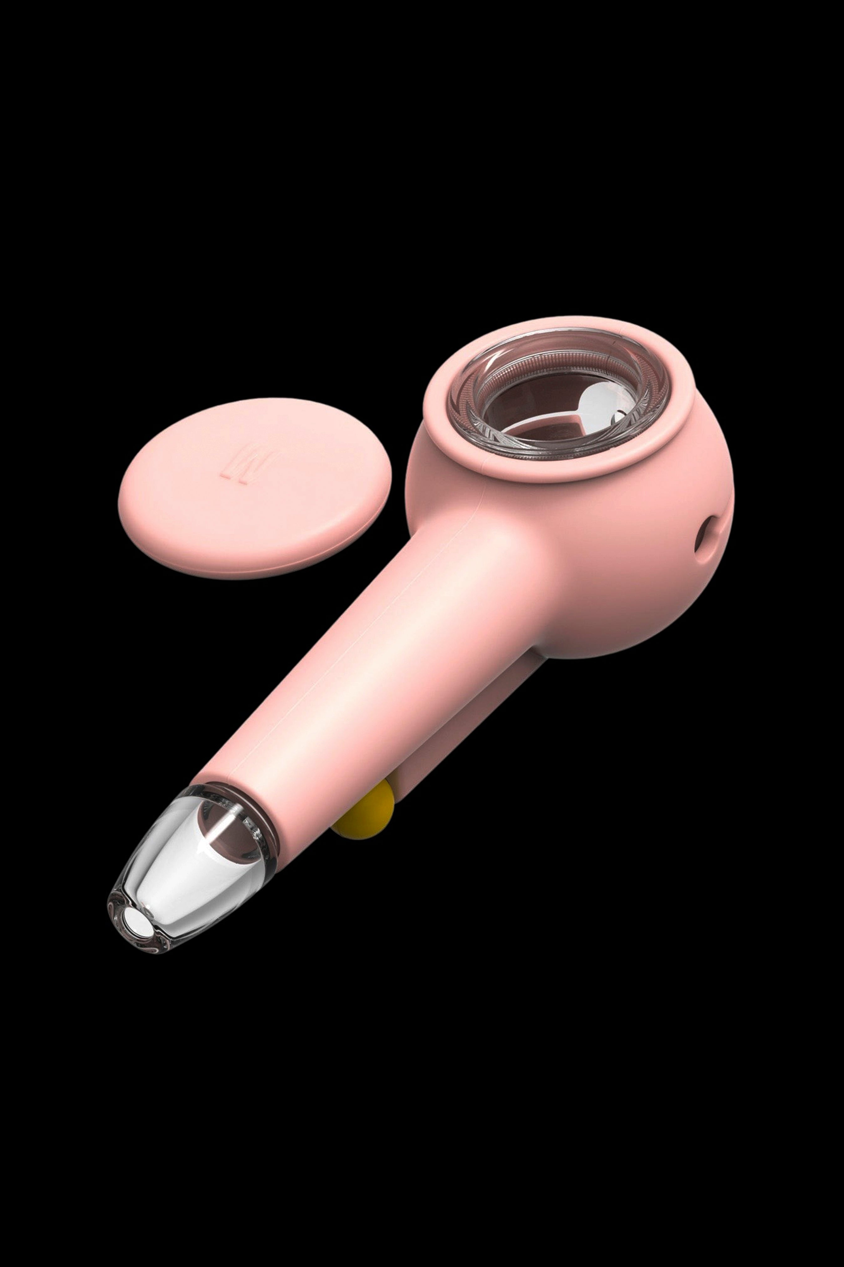 Pink silicone oil rig with glass bowl and carb.