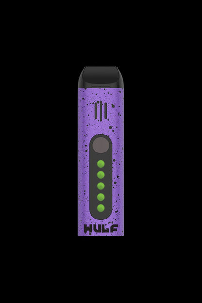 Purple and black cannabis vape pen with LED battery life indicator.