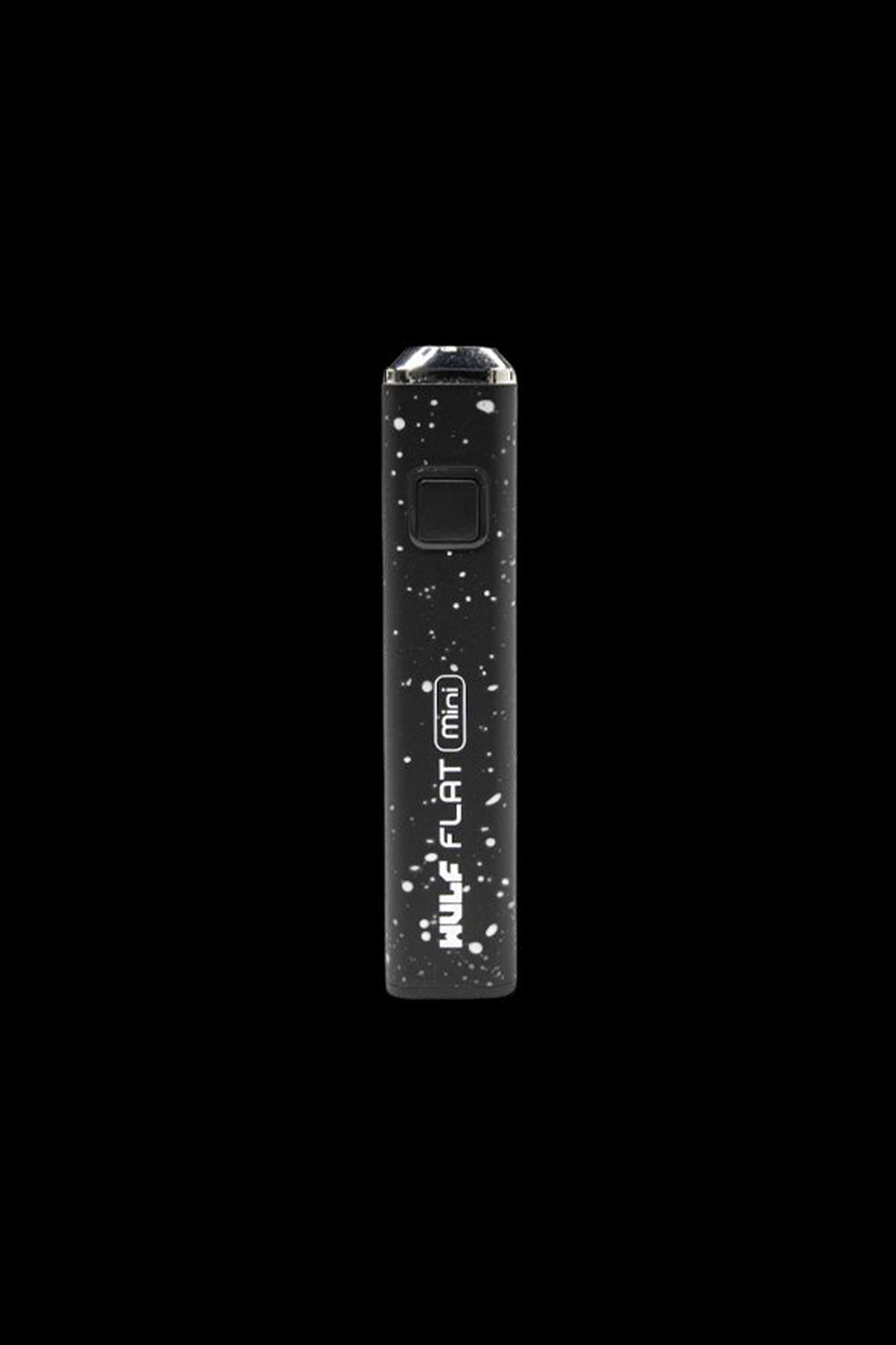 Black and white cannabis oil vape pen with “Puffco FLAT mini” branding.