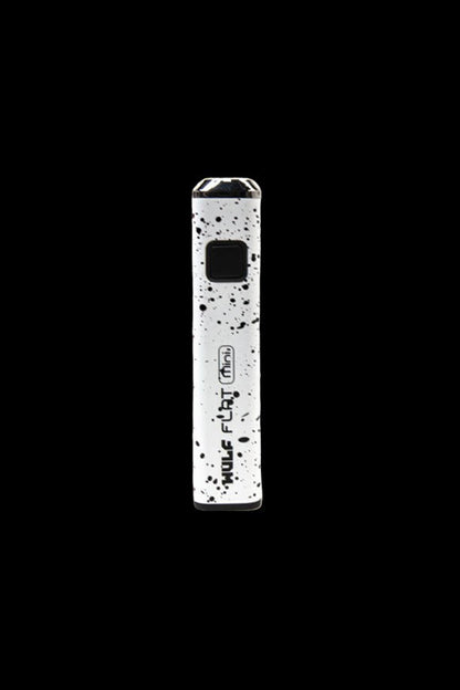 White and black speckled cannabis vape pen with “MULE FLINT” branding.