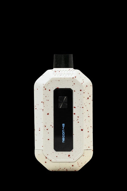 White and speckled cannabis vaporizer pen with digital display.