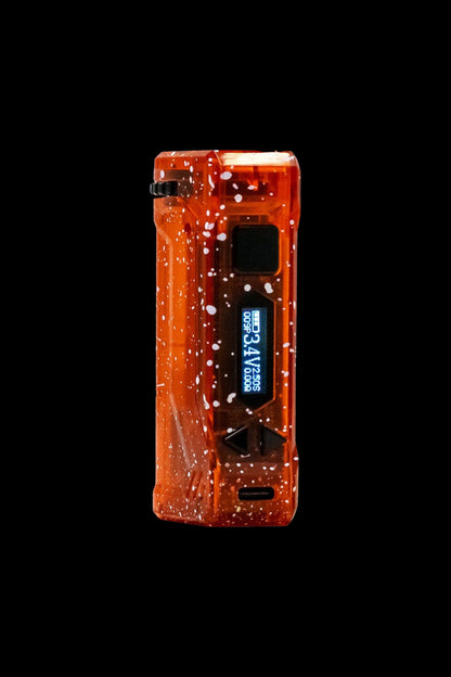 Orange cannabis wax vaporizer mod with digital display.