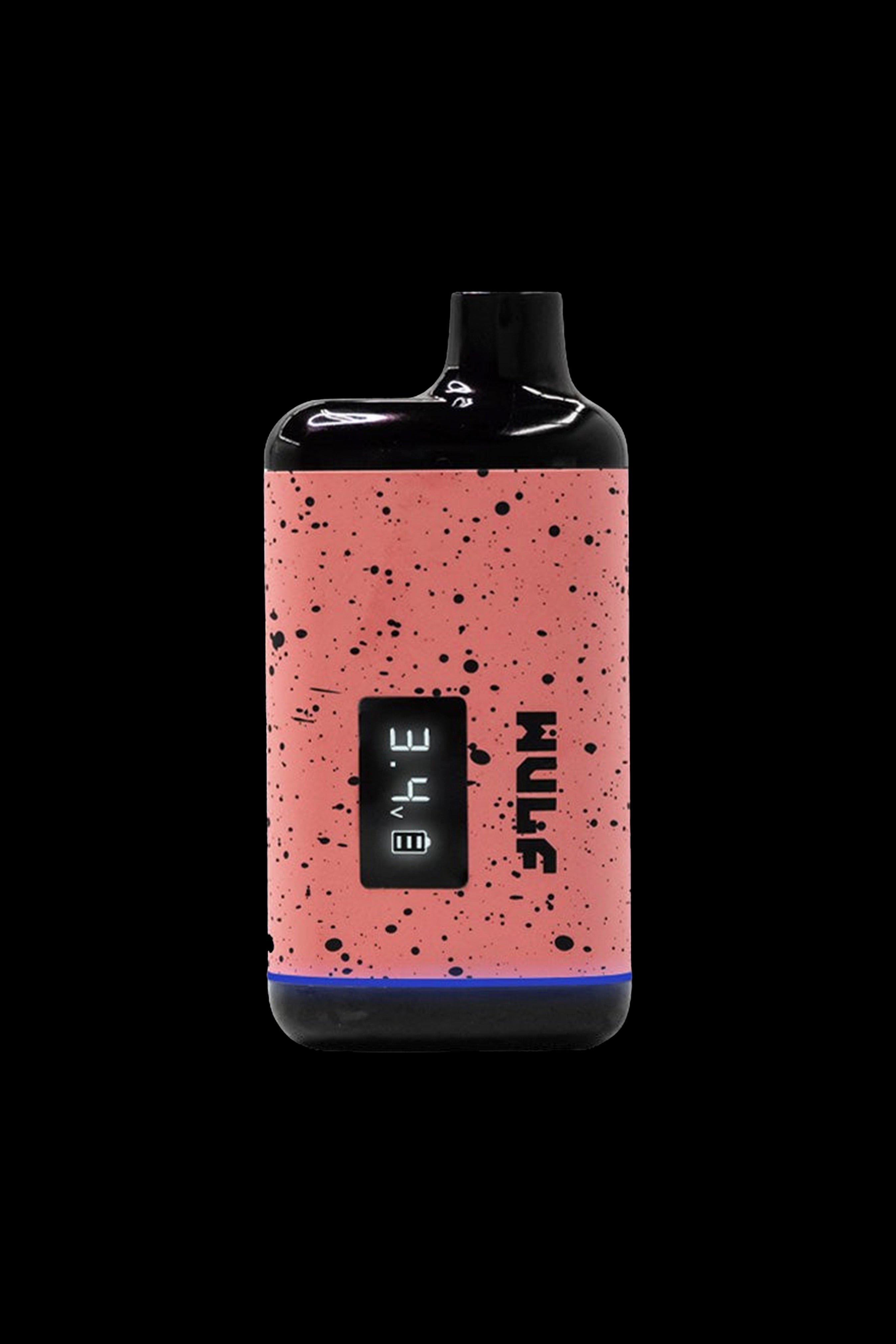 Pink and black cannabis vape pen with digital display.