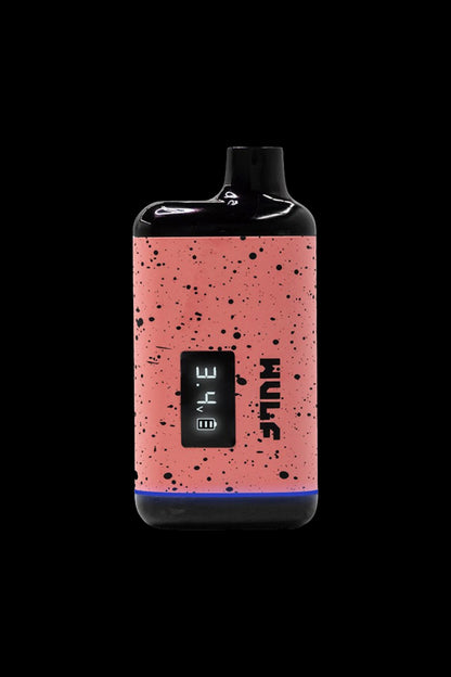 Pink and black cannabis vape pen with digital display.