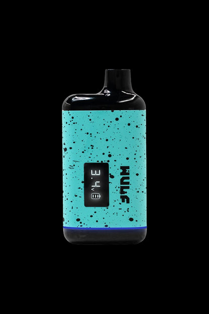 Teal cannabis oil vape pen with digital display.