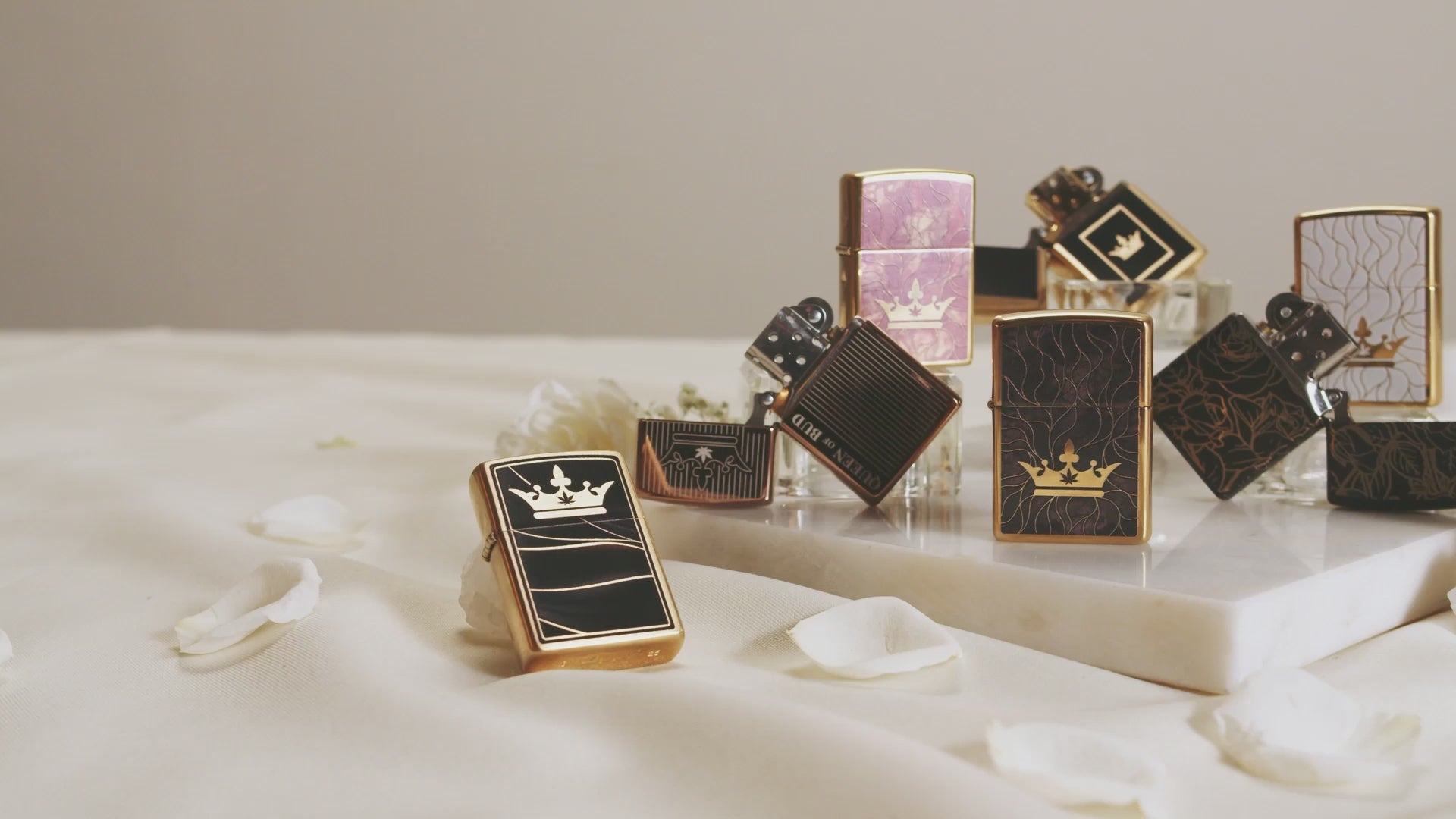 Queen of Bud Black Obsidian Vertical Flame Zippo