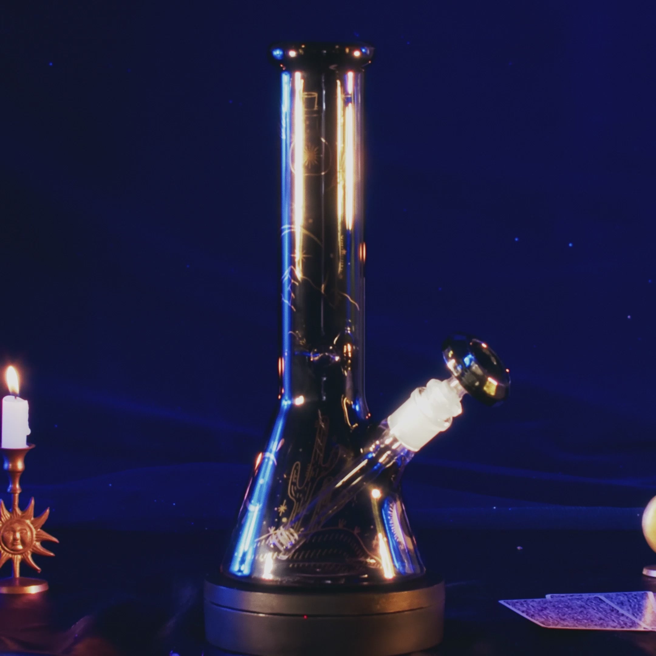 Famous X Famous Design- Astral Power Beaker Bong -Transparent Black-12in