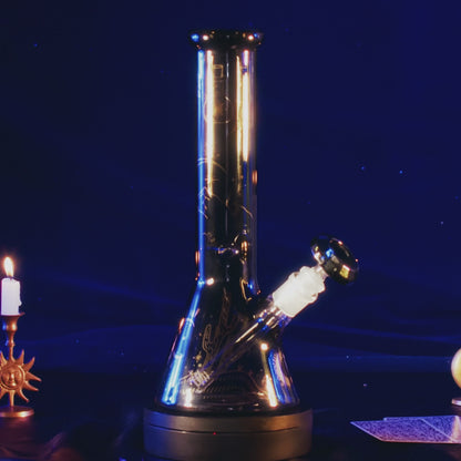 Famous X Famous Design- Astral Power Beaker Bong -Transparent Black-12in