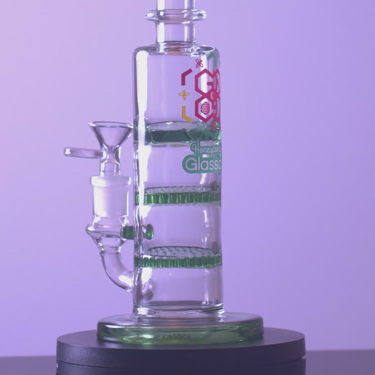 Smoke Cartel-Bent Neck Bong w/Triple Honey Comb Perc-Green-9.5 in