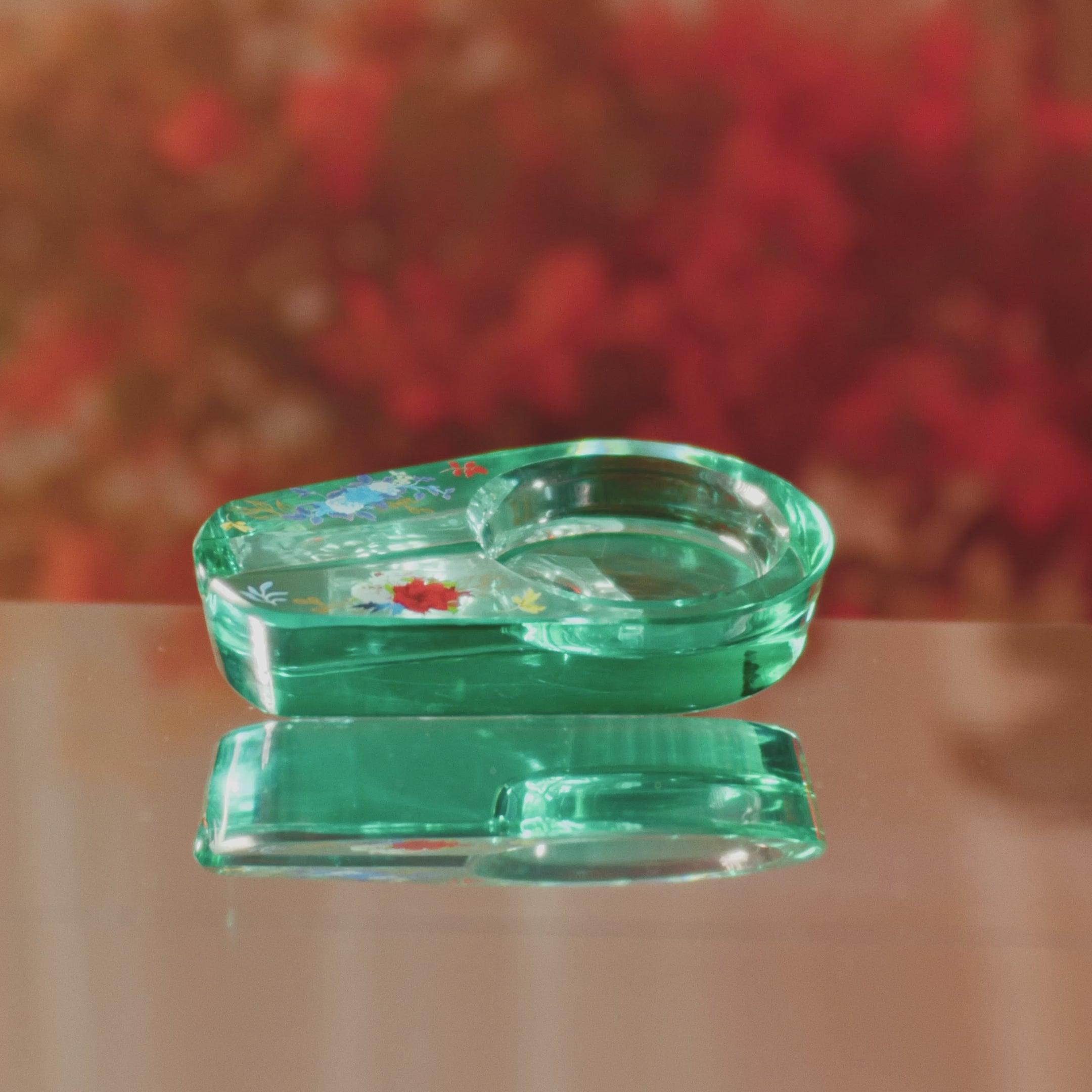 Famous Design Floral Lush Ashtray - Gold Accent