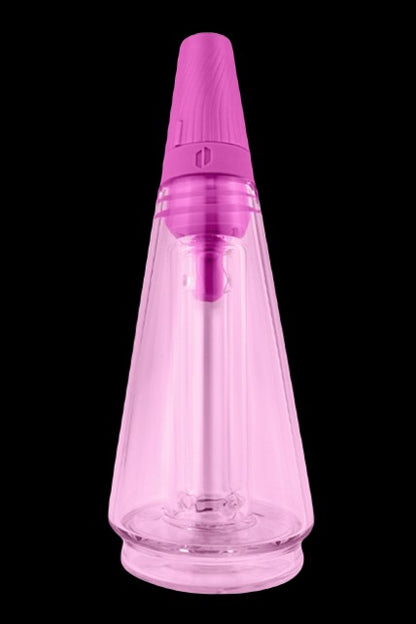 Pink glass rig for dabbing concentrates.