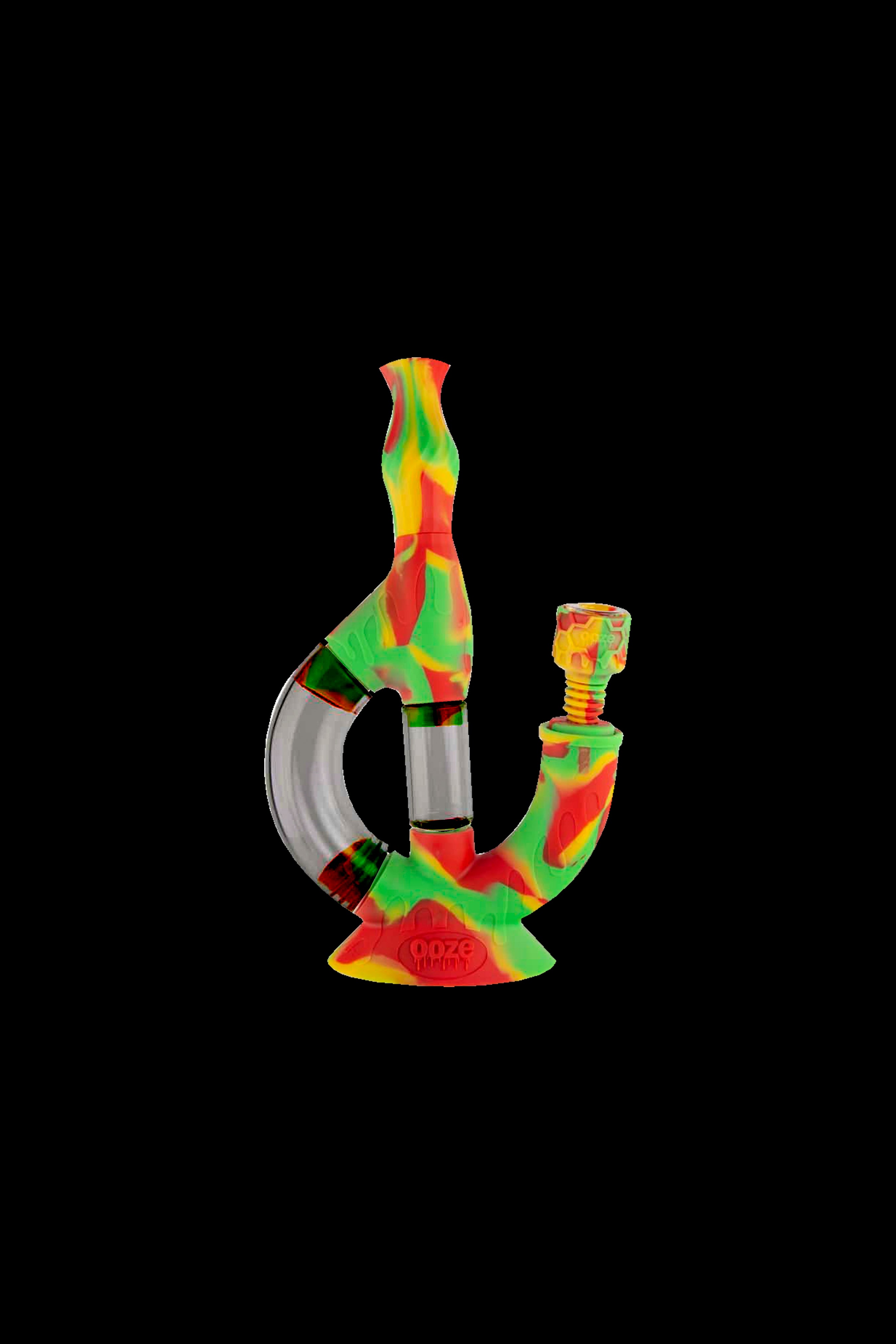 Colorful glass water pipe (bong) isolated on a black background.