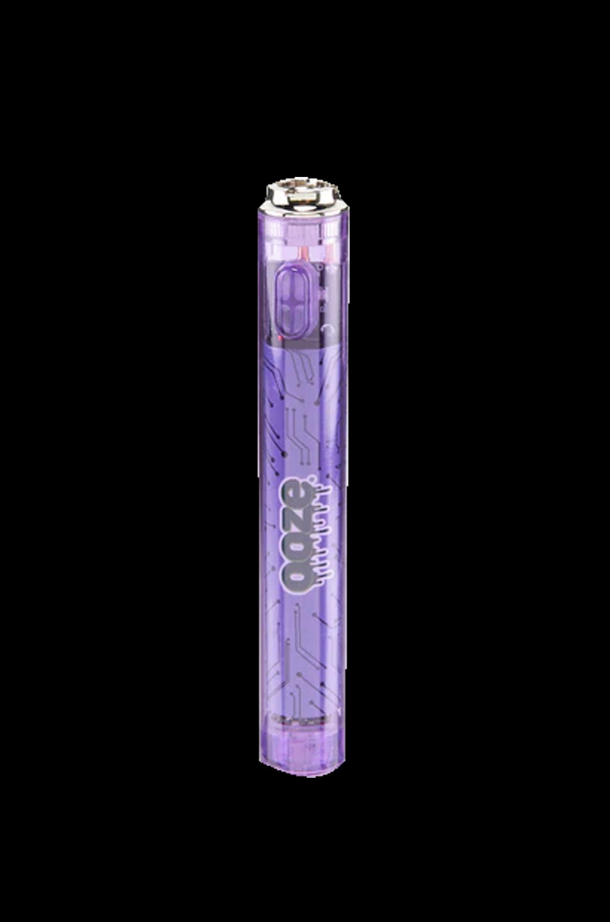 Purple cannabis oil vape pen with branded text.