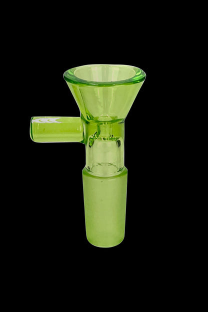 Green glass cannabis bowl with a glass pull-through.