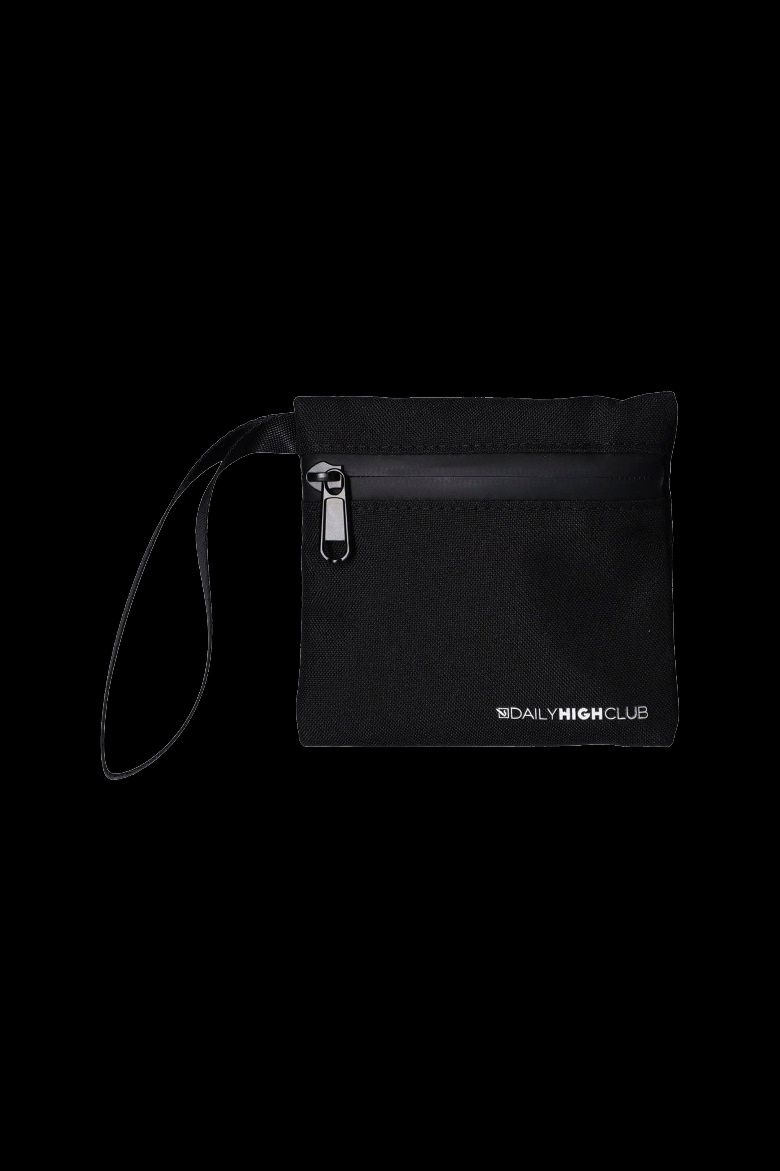 Black cannabis accessories pouch with “DAILY HIGH CLUB” logo.
