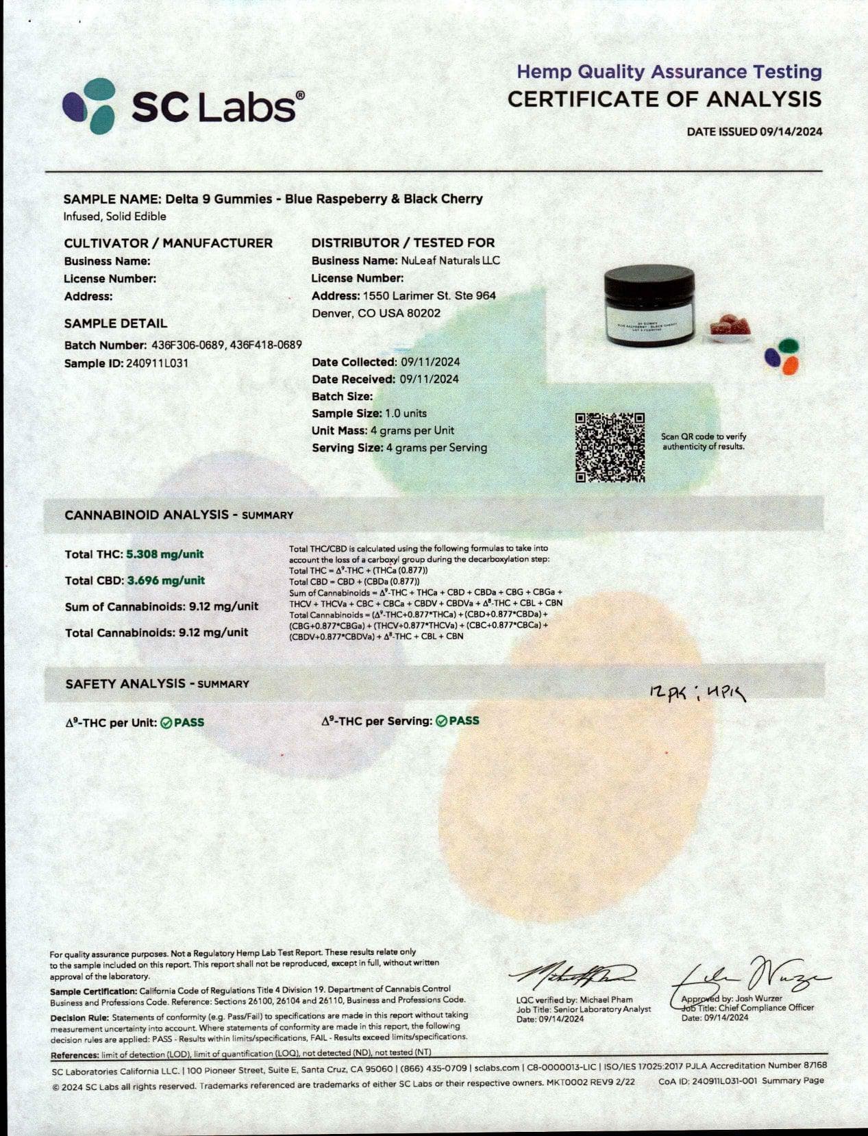 NuLeaf Naturals THC: 4ct Mylar