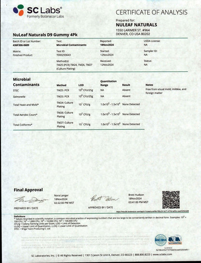 NuLeaf Naturals THC: 4ct Mylar