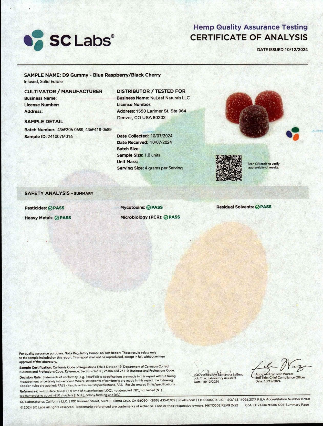 NuLeaf Naturals THC: 4ct Mylar